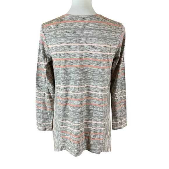 J. Jill Pure Jill Heathered Gray Pink Stripe Long Sleeve Tunic Top Petite XS - Picture 2 of 4